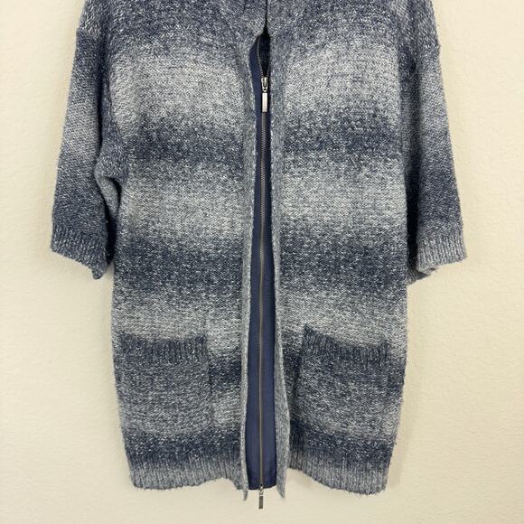 Chico's Women's Wool Blend Short Sleeve Zip Knit Sweater Gray Size XL - Picture 4 of 9